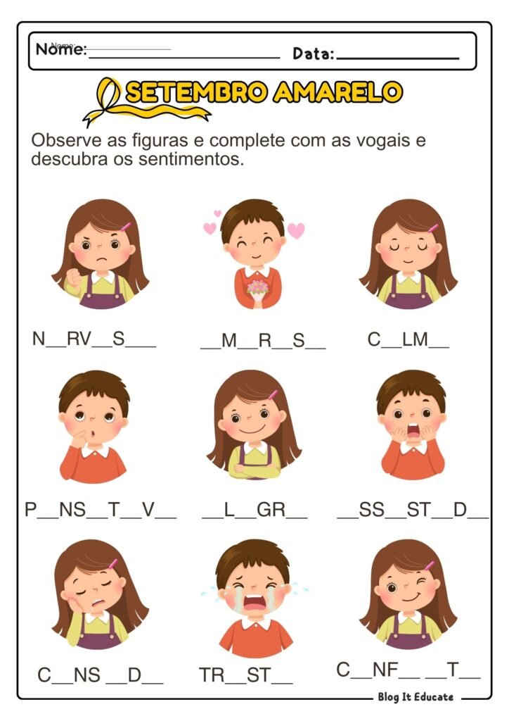 Atividades do Setembro Amarelo - 1° e 2° ano
