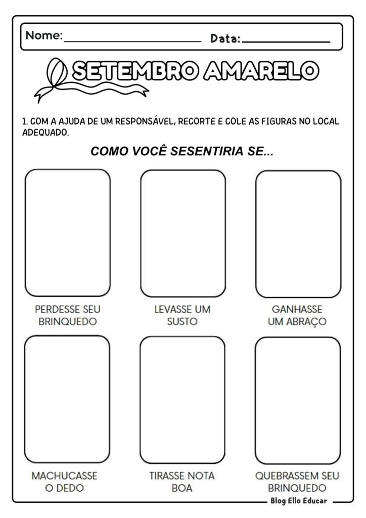 Atividades sobre Setembro Amarelo - 3° ano