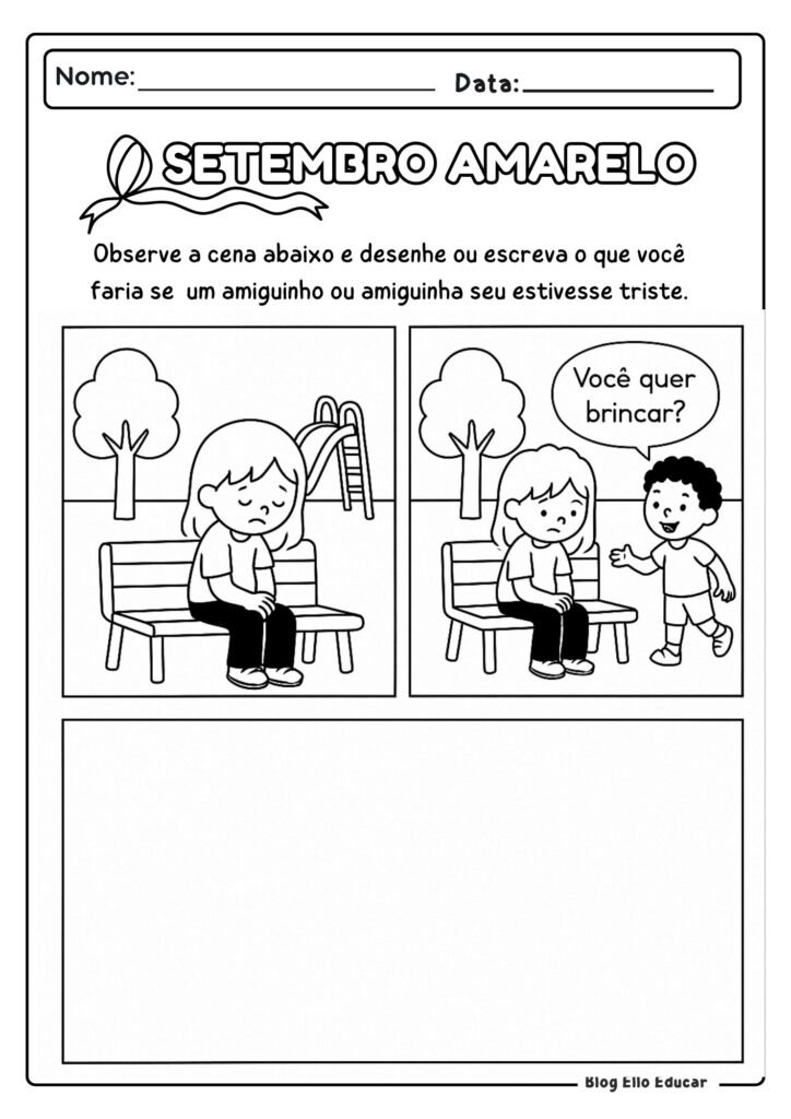 Atividades sobre Setembro Amarelo - 3° ano