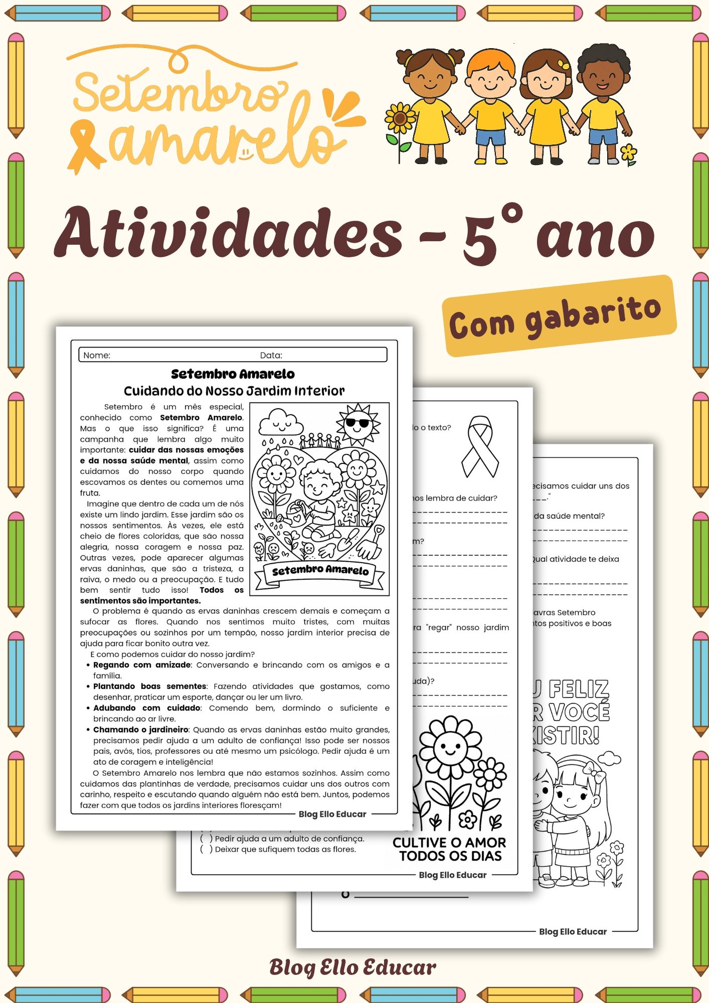 Atividades sobre o Setembro Amarelo 5° ano