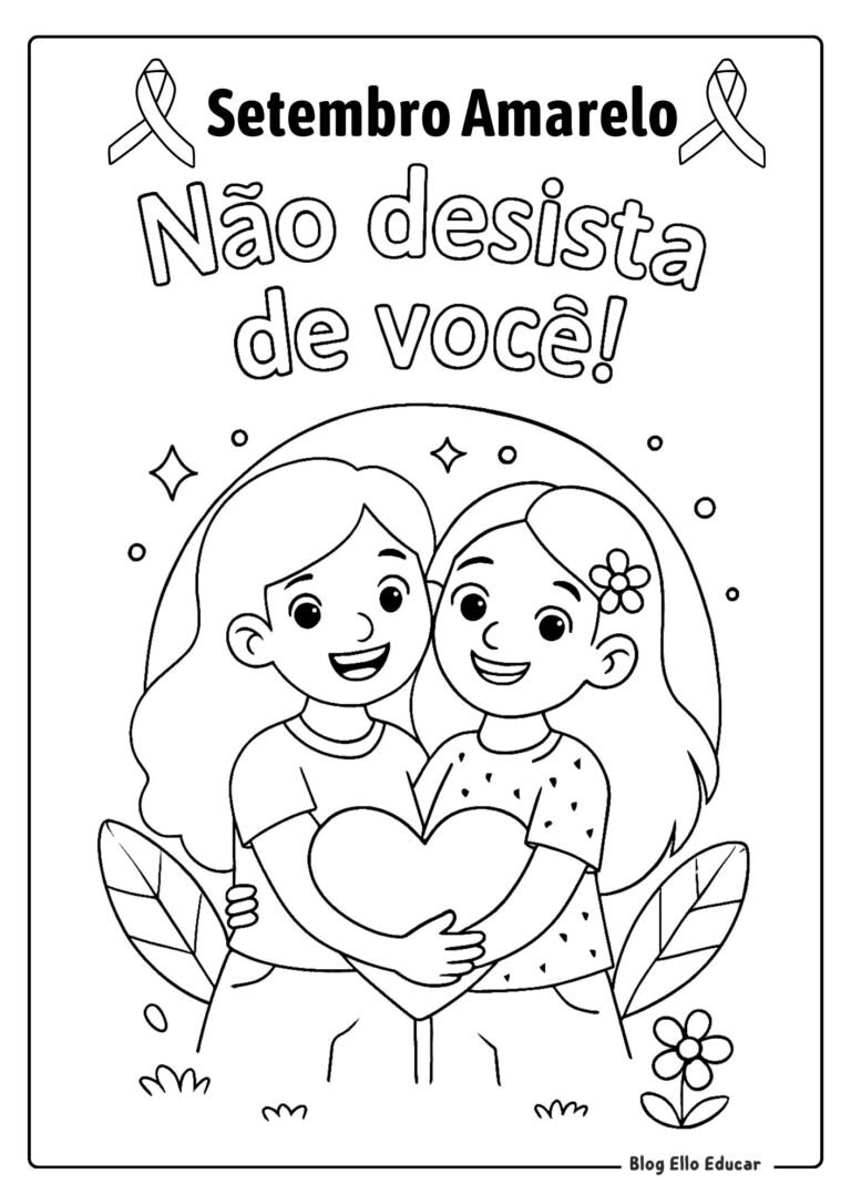 Desenhos do Setembro Amarelo para colorir: apostila grátis