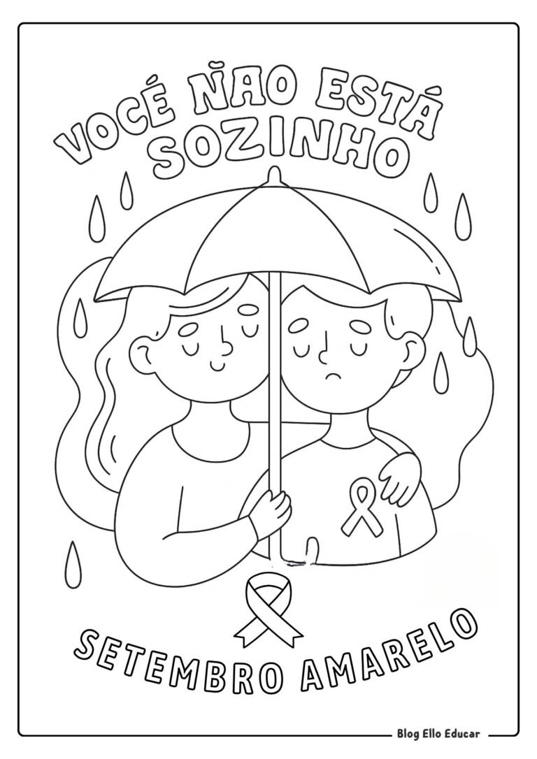 Desenhos do Setembro Amarelo para colorir: apostila grátis