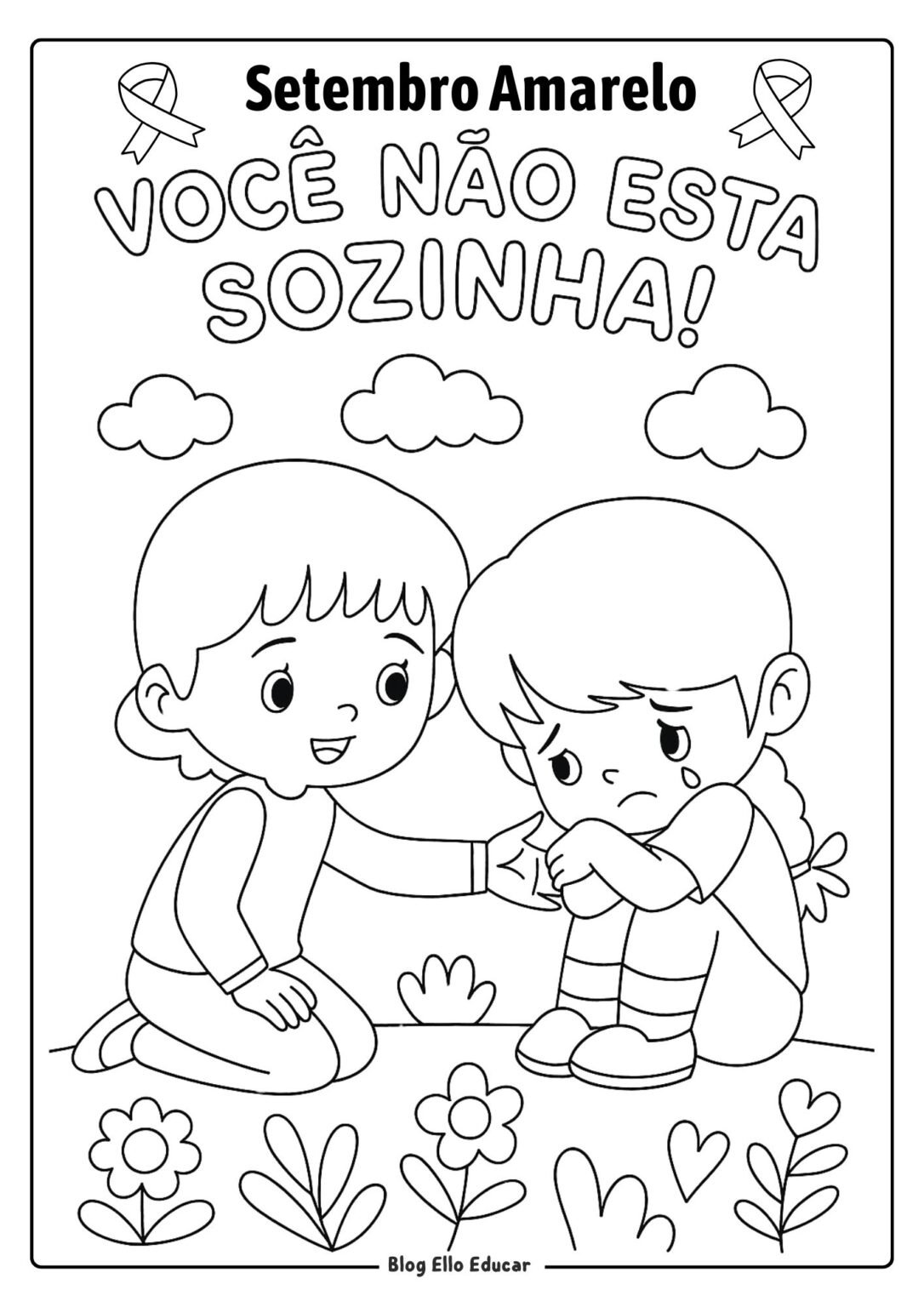 Desenhos do Setembro Amarelo para colorir: apostila grátis