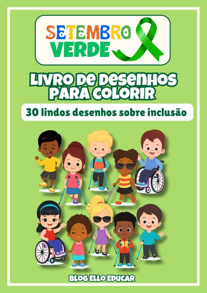 Desenho para colorir sobre inclusão escolar