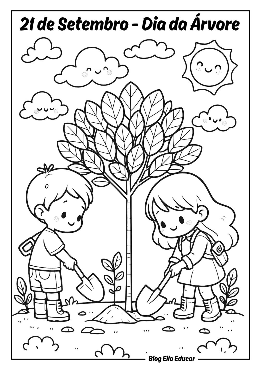 Desenhos do Dia da Árvore para Colorir: material gratuito em PDF