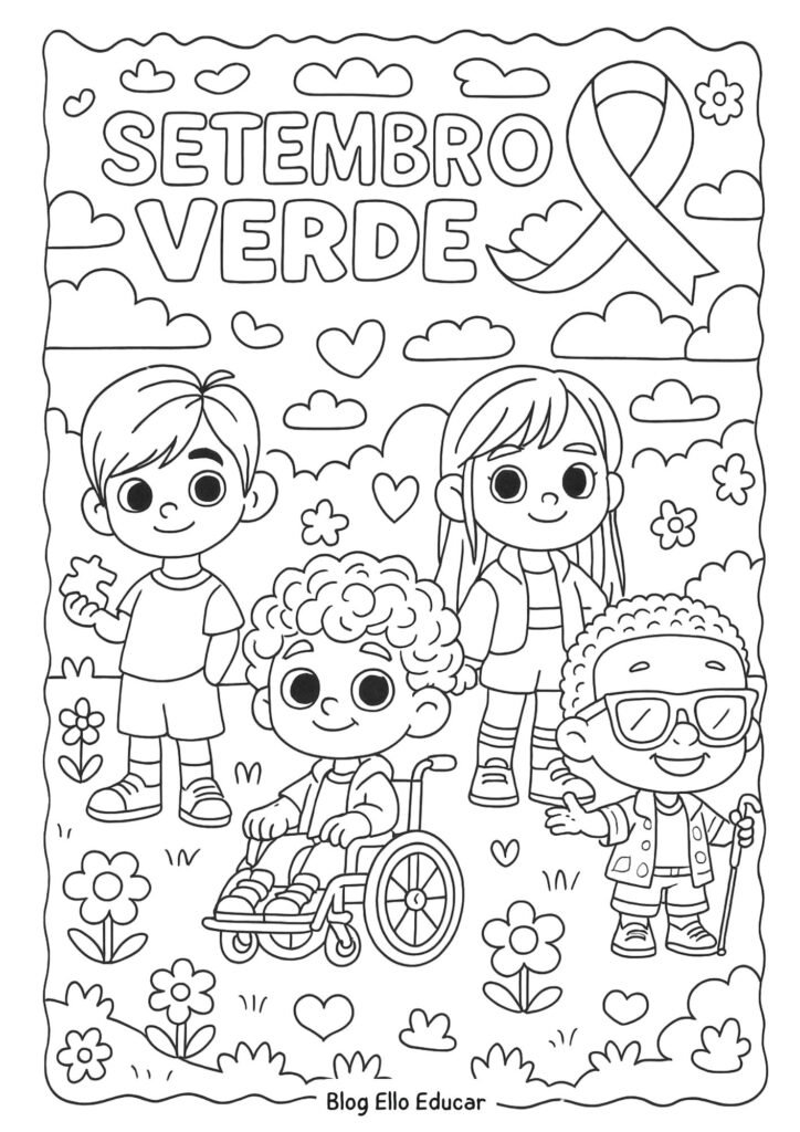 Desenhos sobre inclusão para colorir