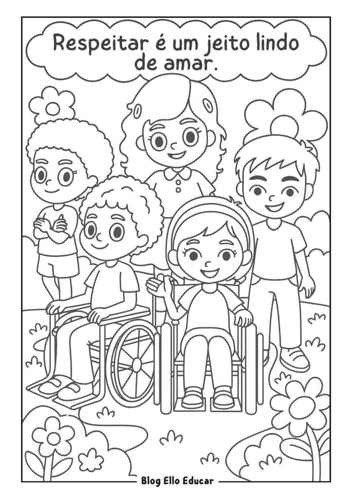 Desenhos sobre inclusão para colorir