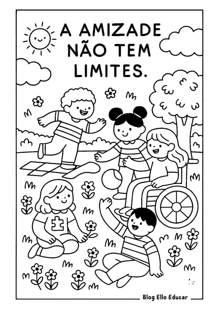 Desenhos sobre inclusão para colorir