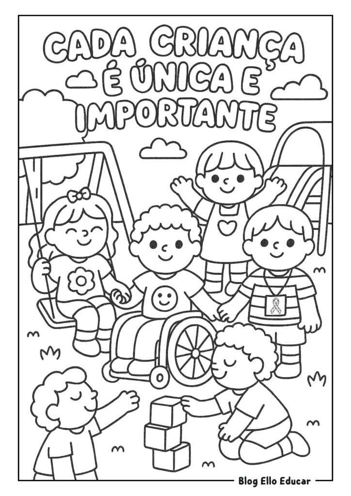 Desenhos sobre inclusão para colorir