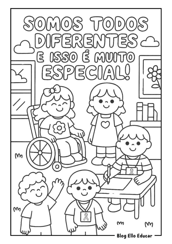 Desenhos sobre inclusão para colorir