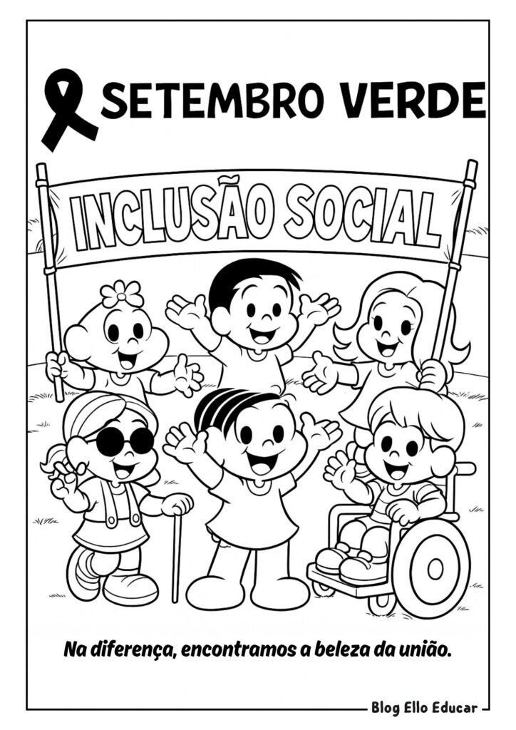Desenhos sobre inclusão para colorir