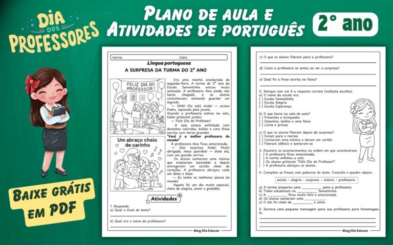 Atividades Dia do Professor 2 ano