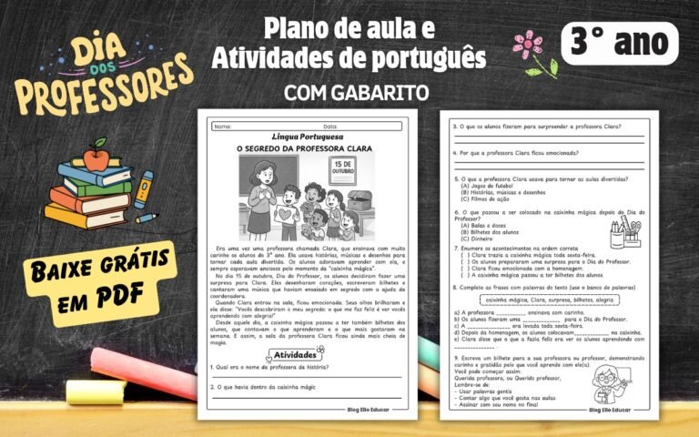 Atividades Dia do Professor 3 ano