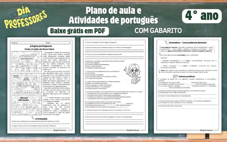 Atividades Dia do Professor 4 ano