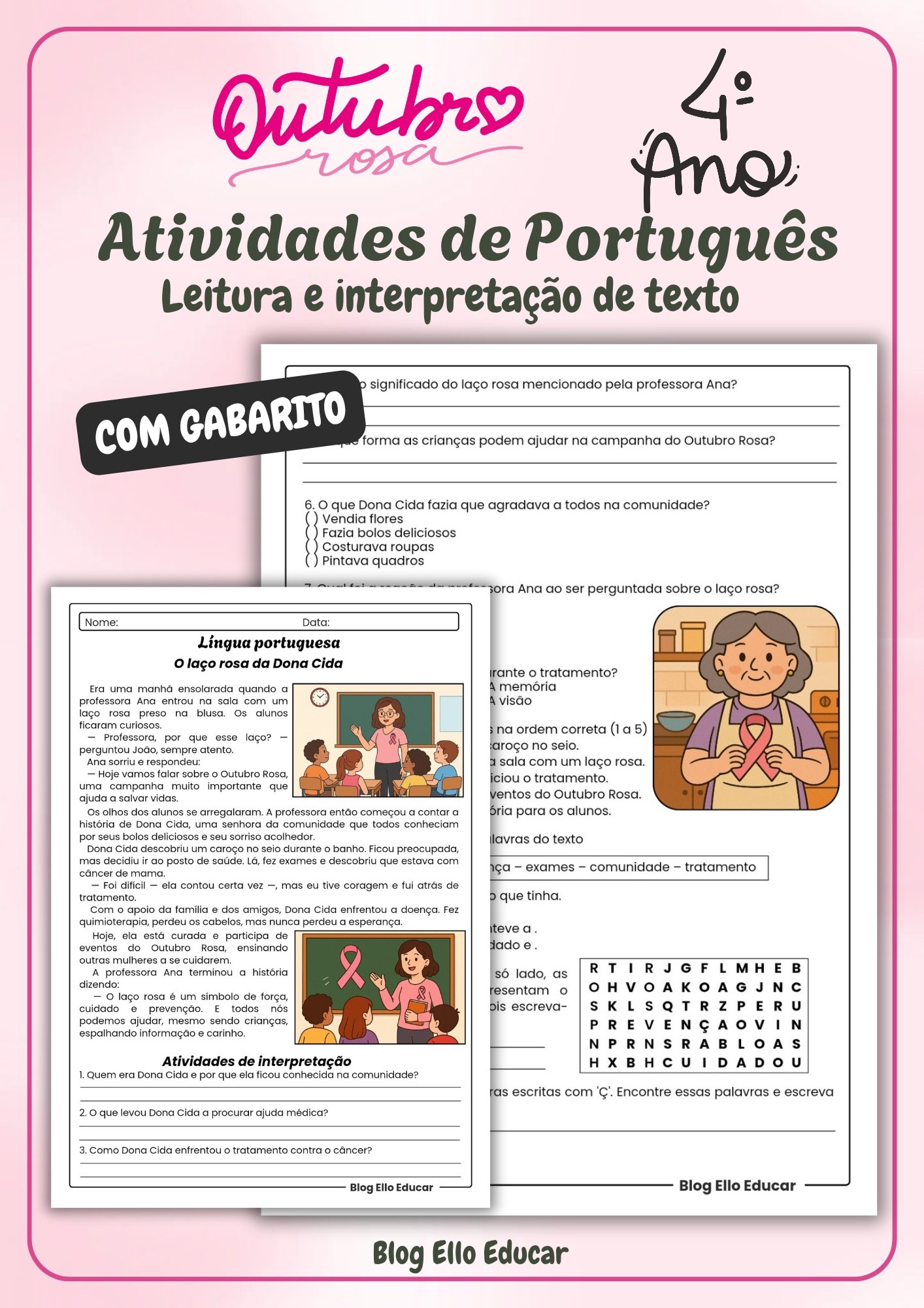 Atividades Outubro Rosa - 4° ano