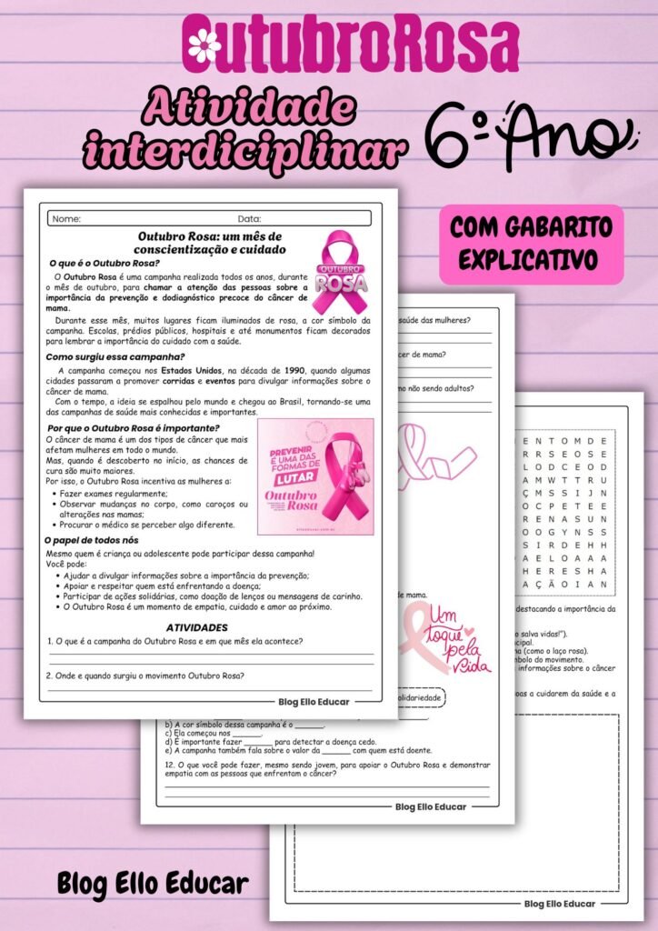 Atividades Outubro Rosa - 6° ano