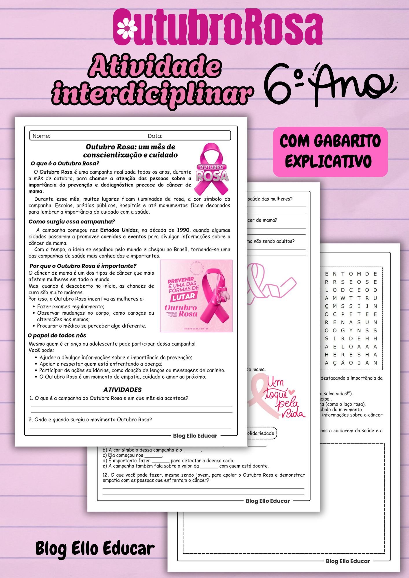 Atividades Outubro Rosa - 6° ano