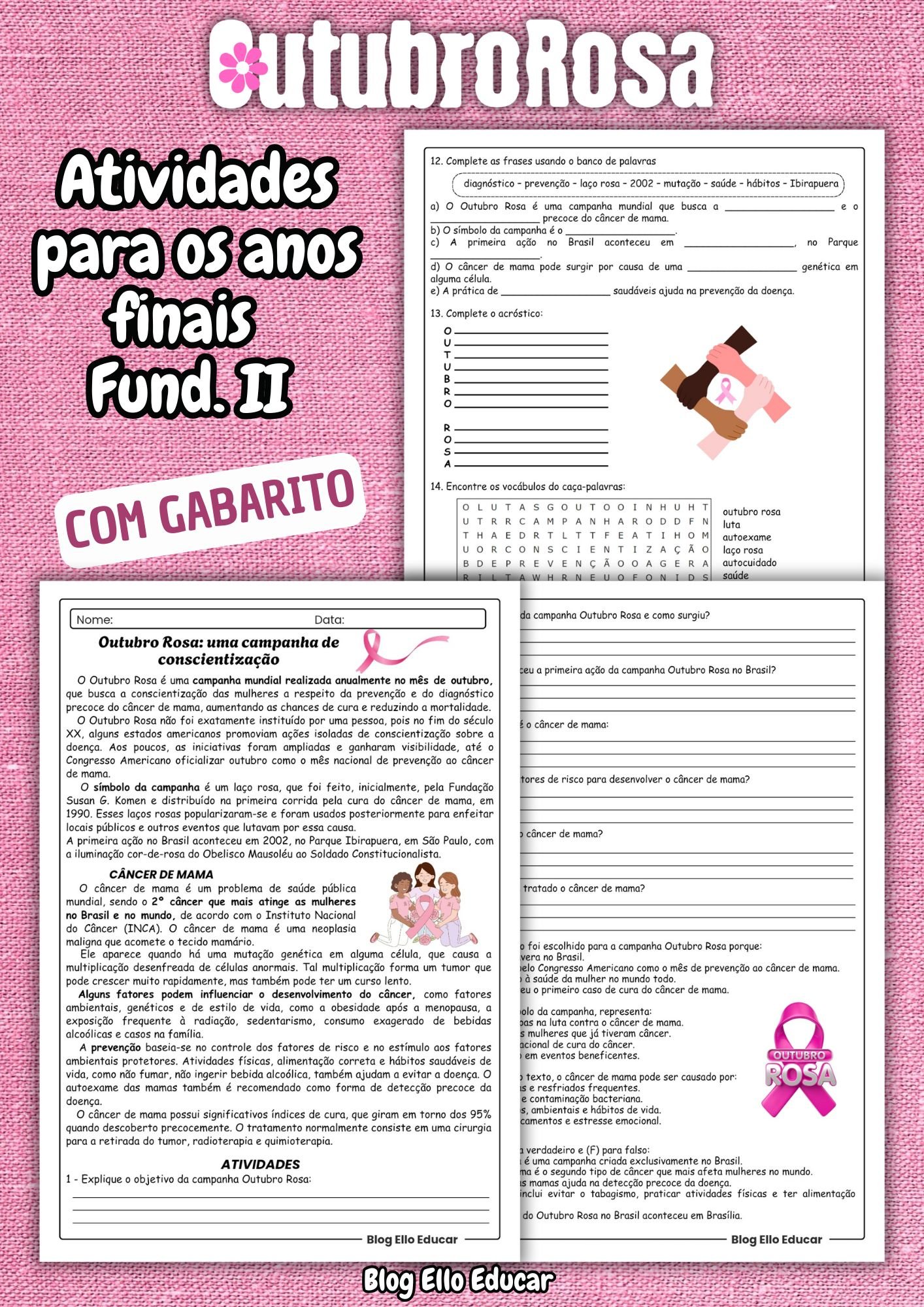 Atividades Outubro Rosa - anos finais