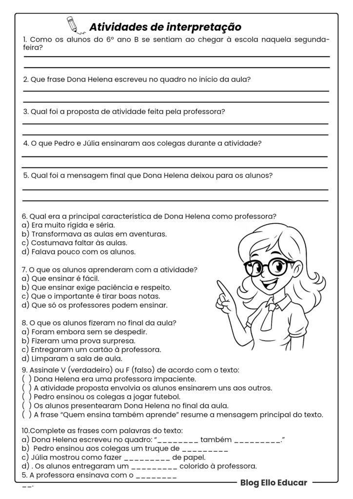Atividades Dia do Professor - 5° ano