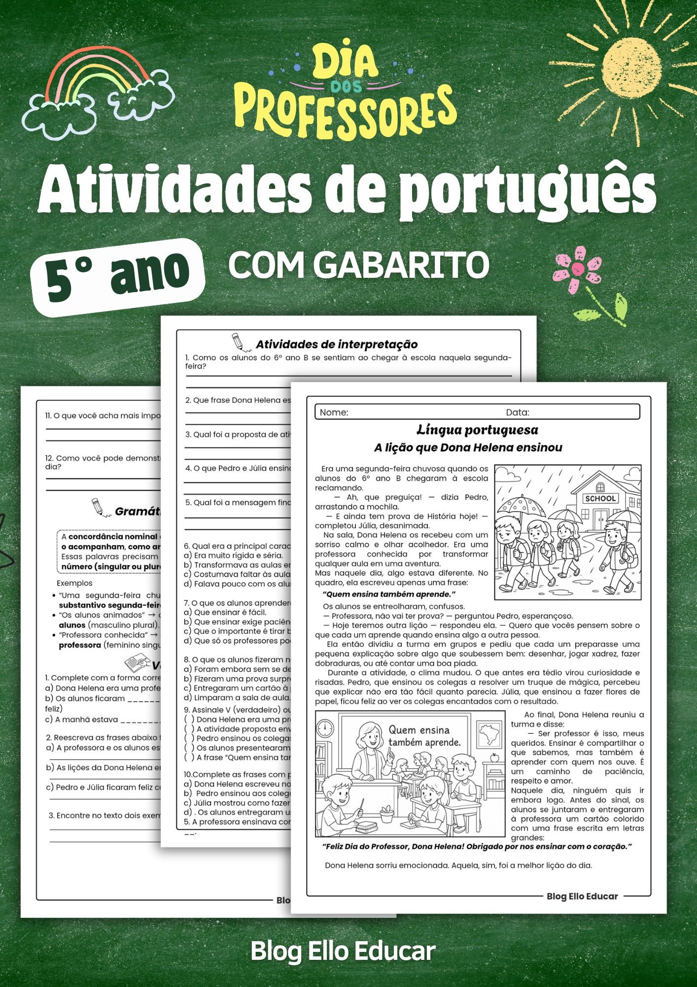 Atividades dia do professor 5° ano