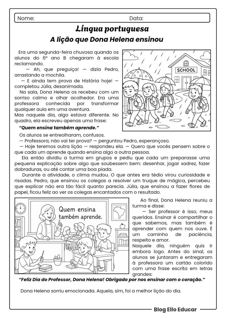 Atividades Dia do Professor - 5° ano