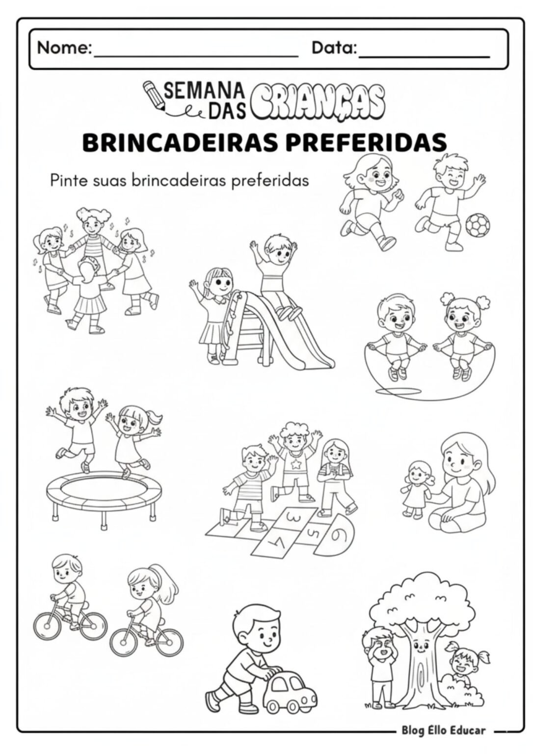 Atividades do Dia das Crianças Educação Infantil - Download Grátis PDF