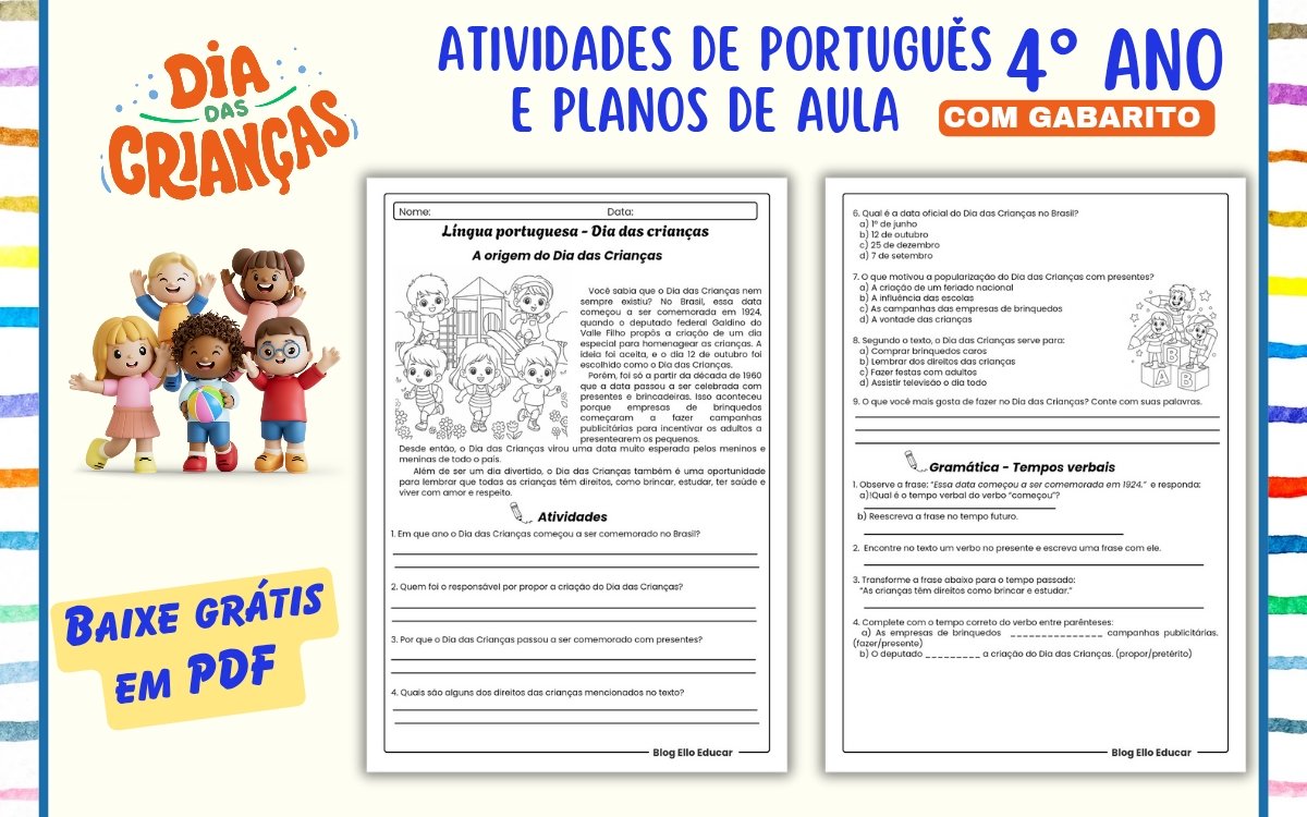 Atividades do Dia das crianças 4 ano