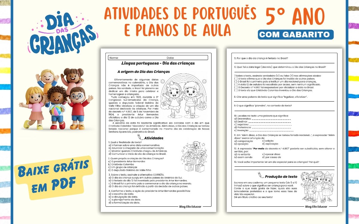 Atividades do Dia das crianças 5 ano