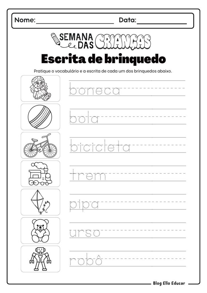 Atividades do Dia das crianças - Alfabetização