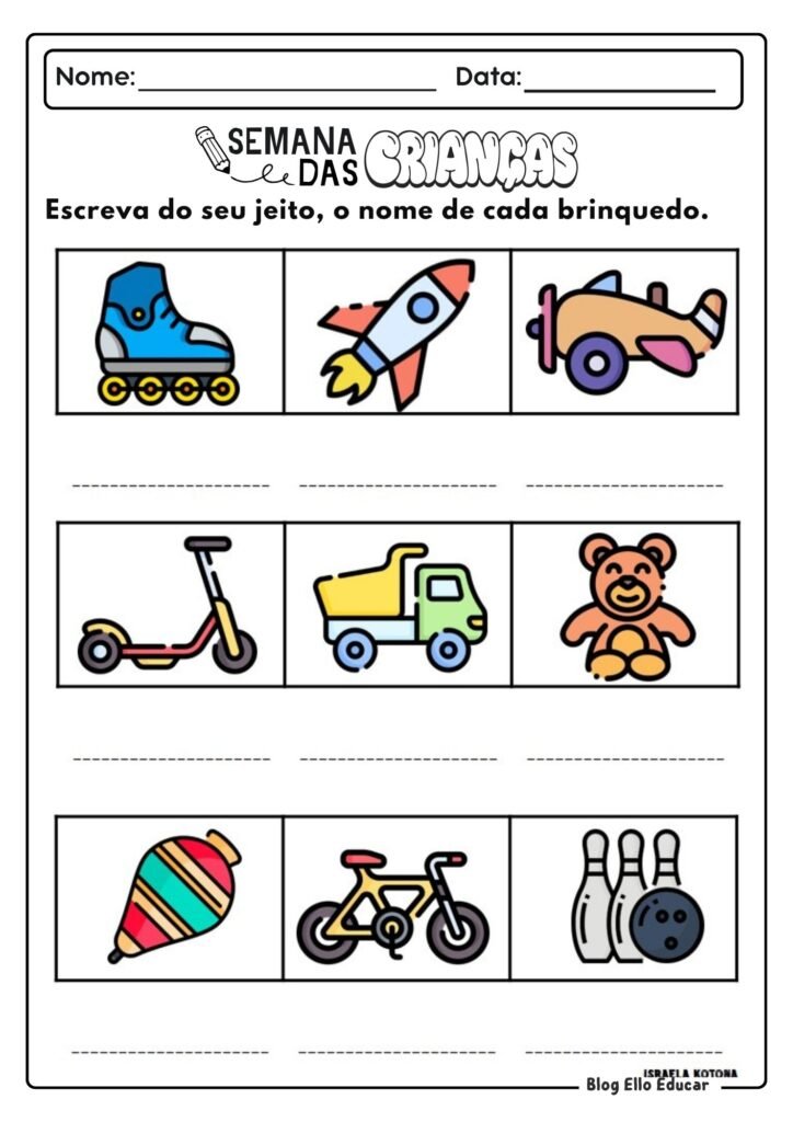 Atividades do Dia das crianças - Alfabetização