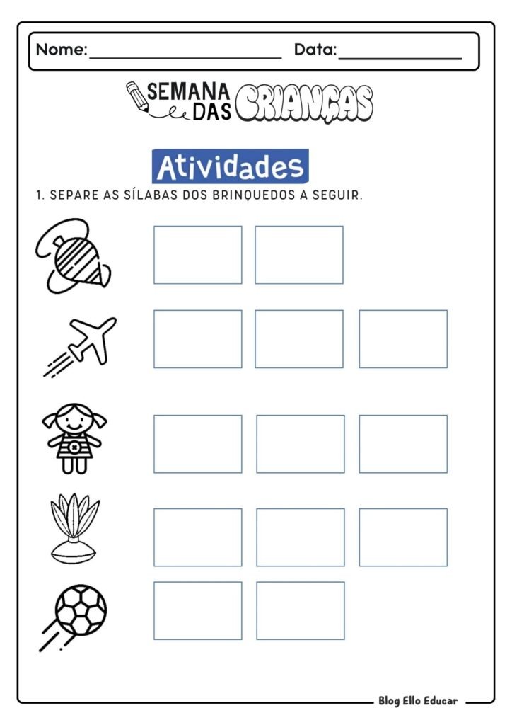 Atividades do Dia das crianças - Alfabetização