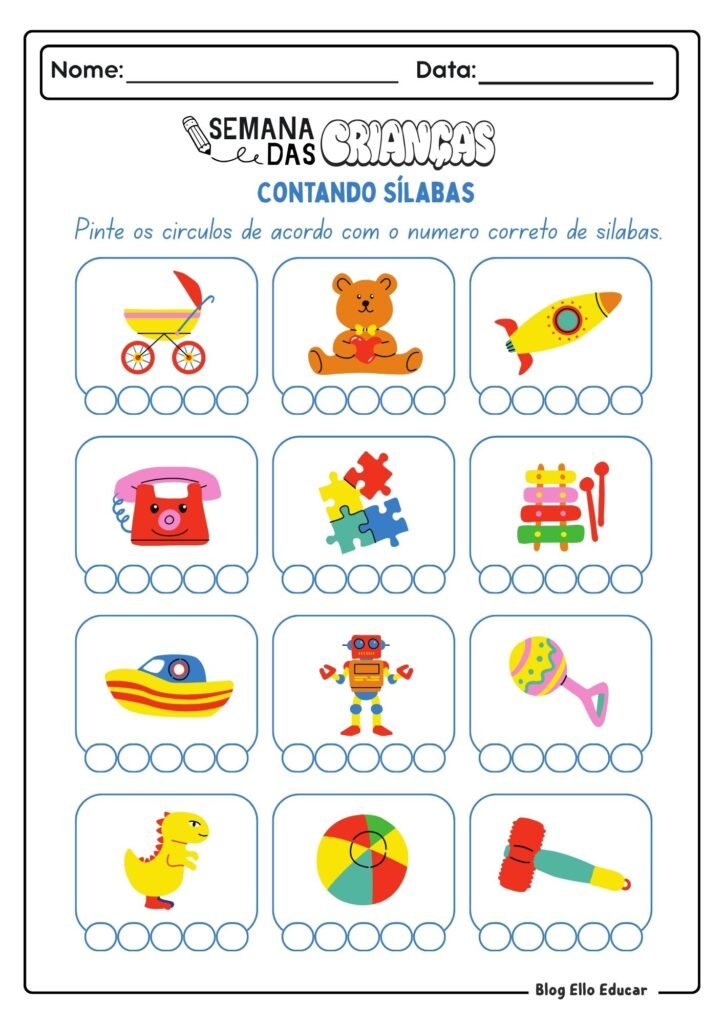 Atividades do Dia das crianças - Alfabetização