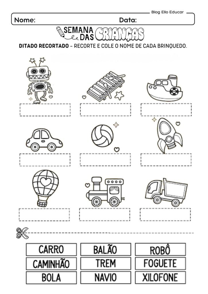 Atividades do Dia das crianças - Alfabetização