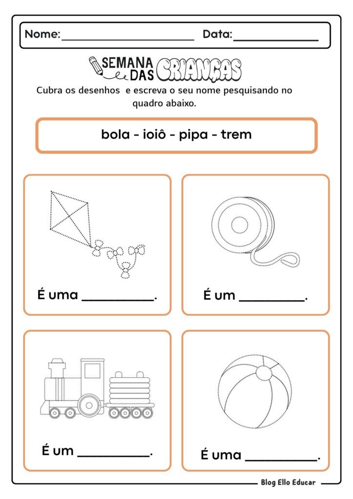 Atividades do Dia das crianças - Alfabetização