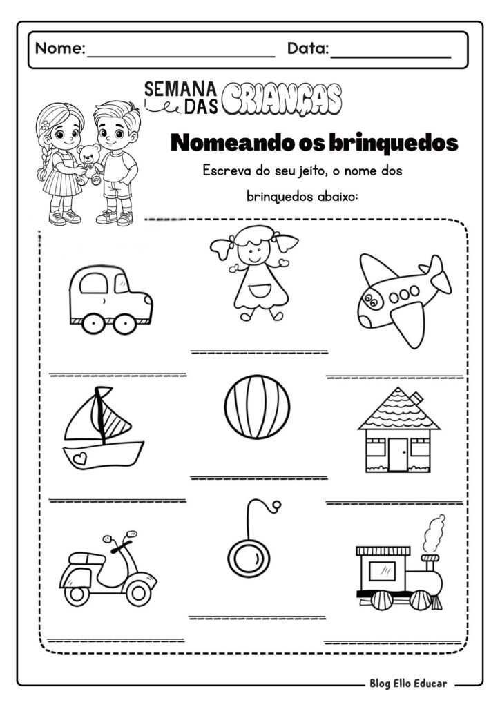 Atividades do Dia das crianças - Alfabetização