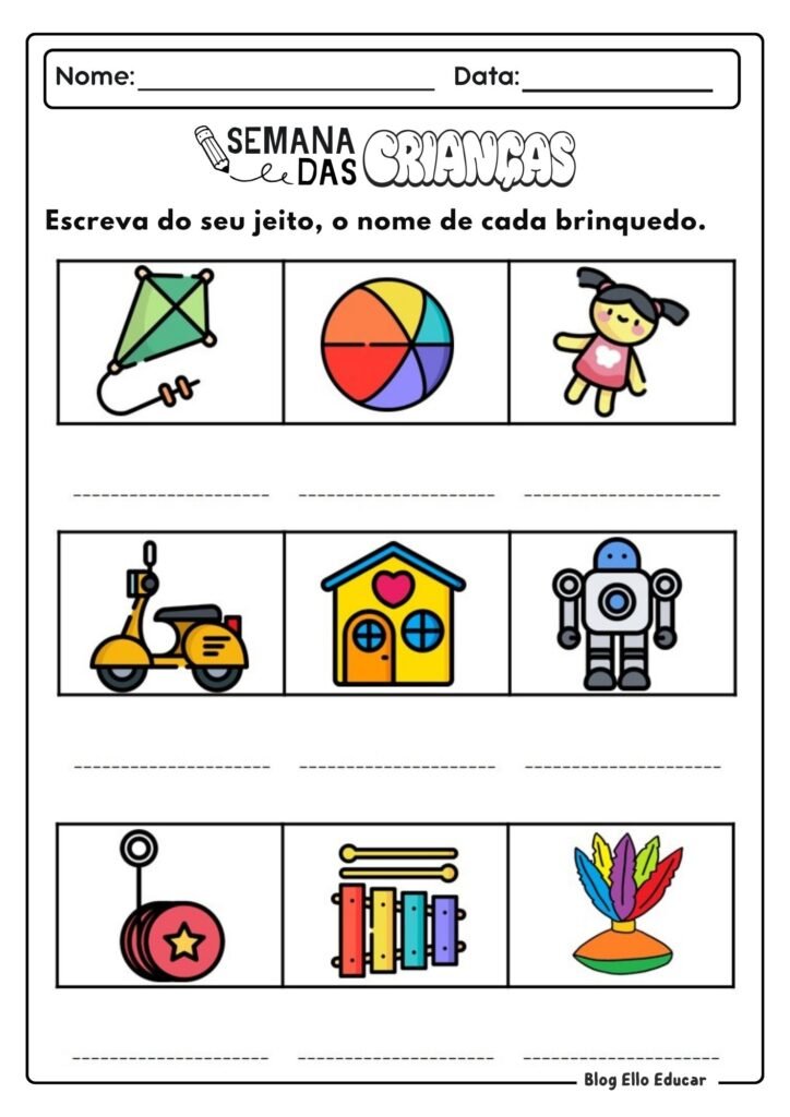 Atividades do Dia das crianças - Alfabetização