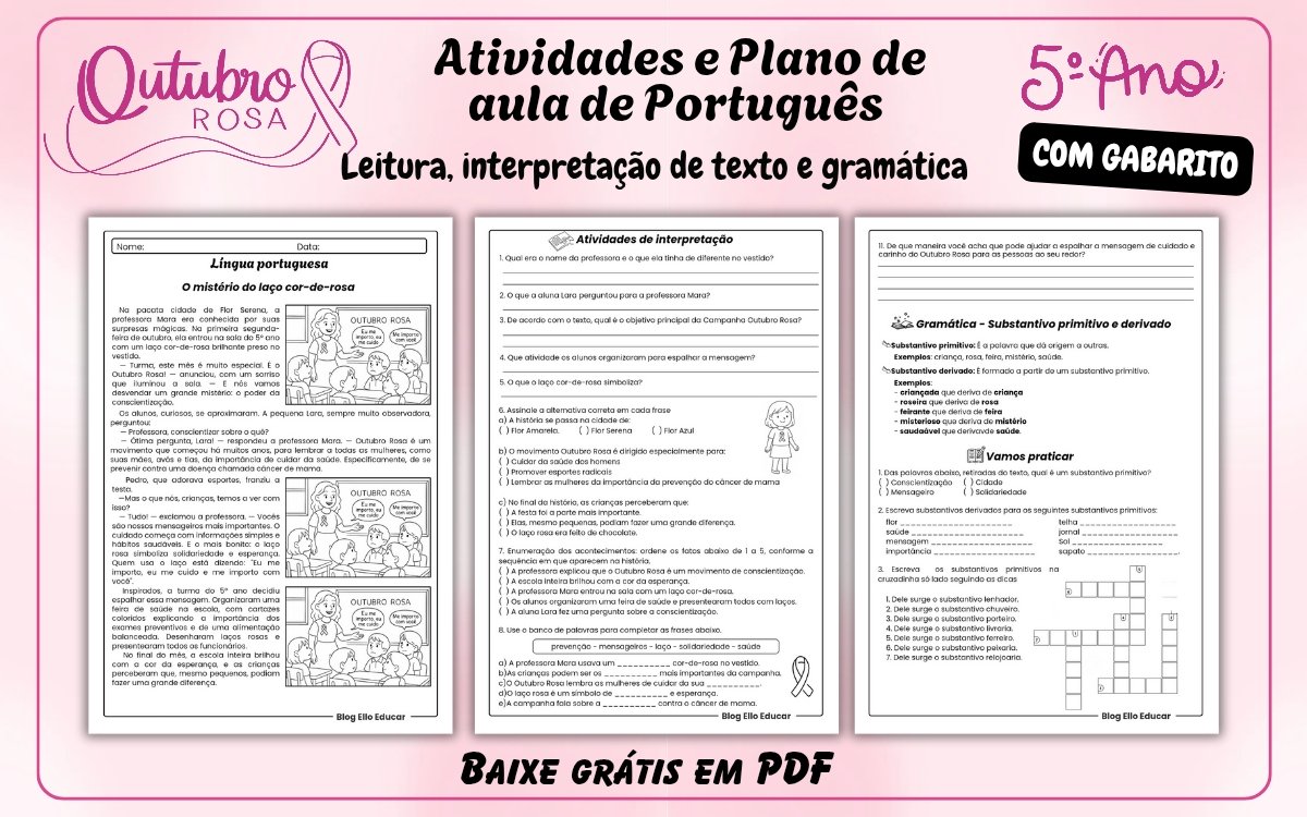 Atividades outubro rosa 5° ano