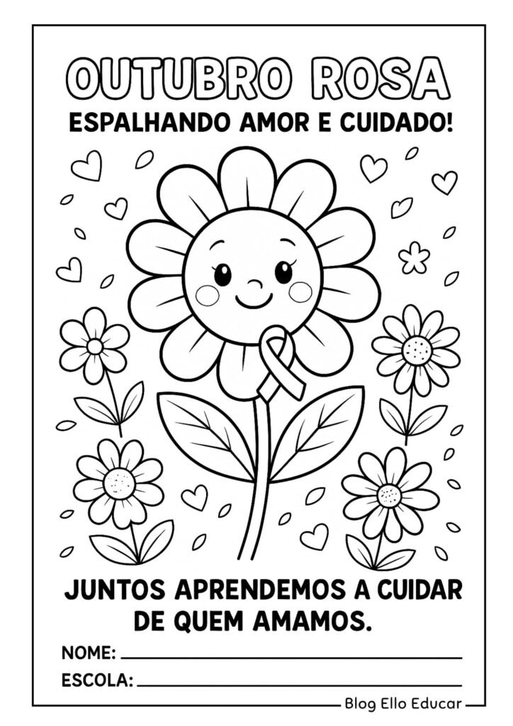Desenho Outubro Rosa para colorir