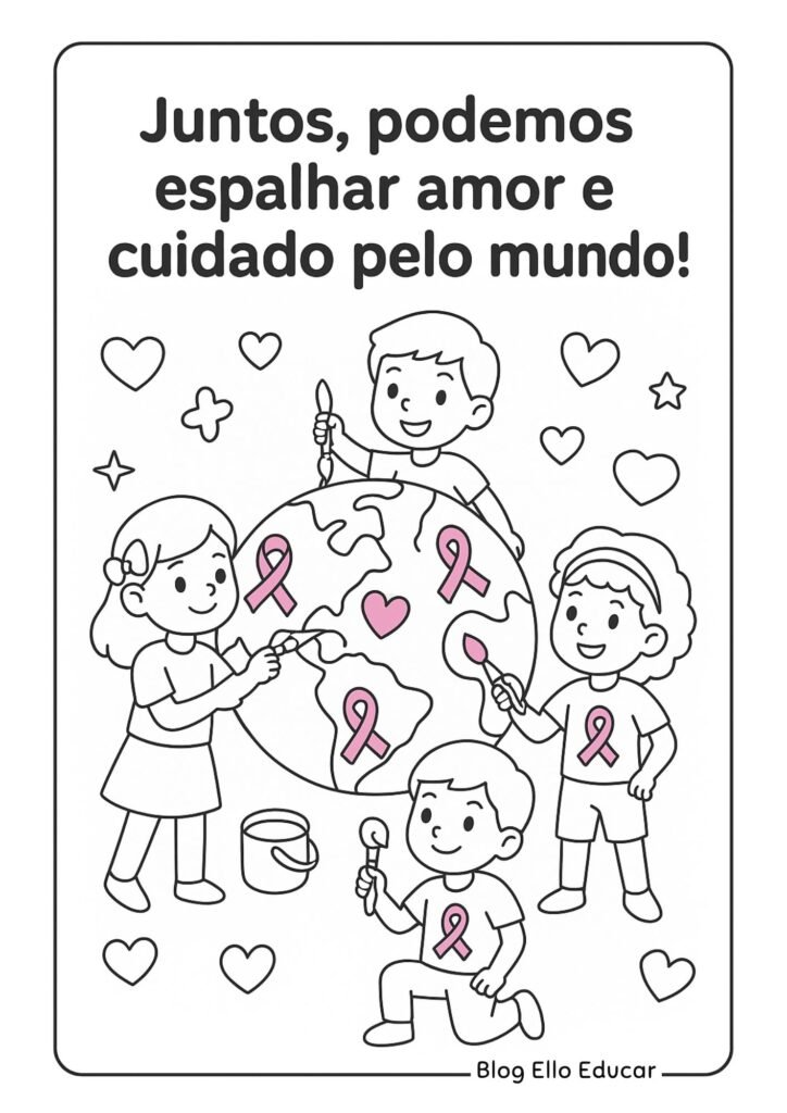 Desenho Outubro Rosa para colorir