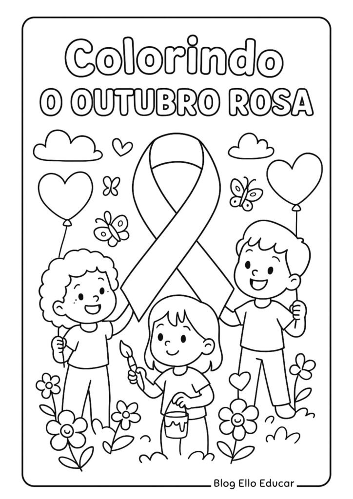 Desenho Outubro Rosa para colorir