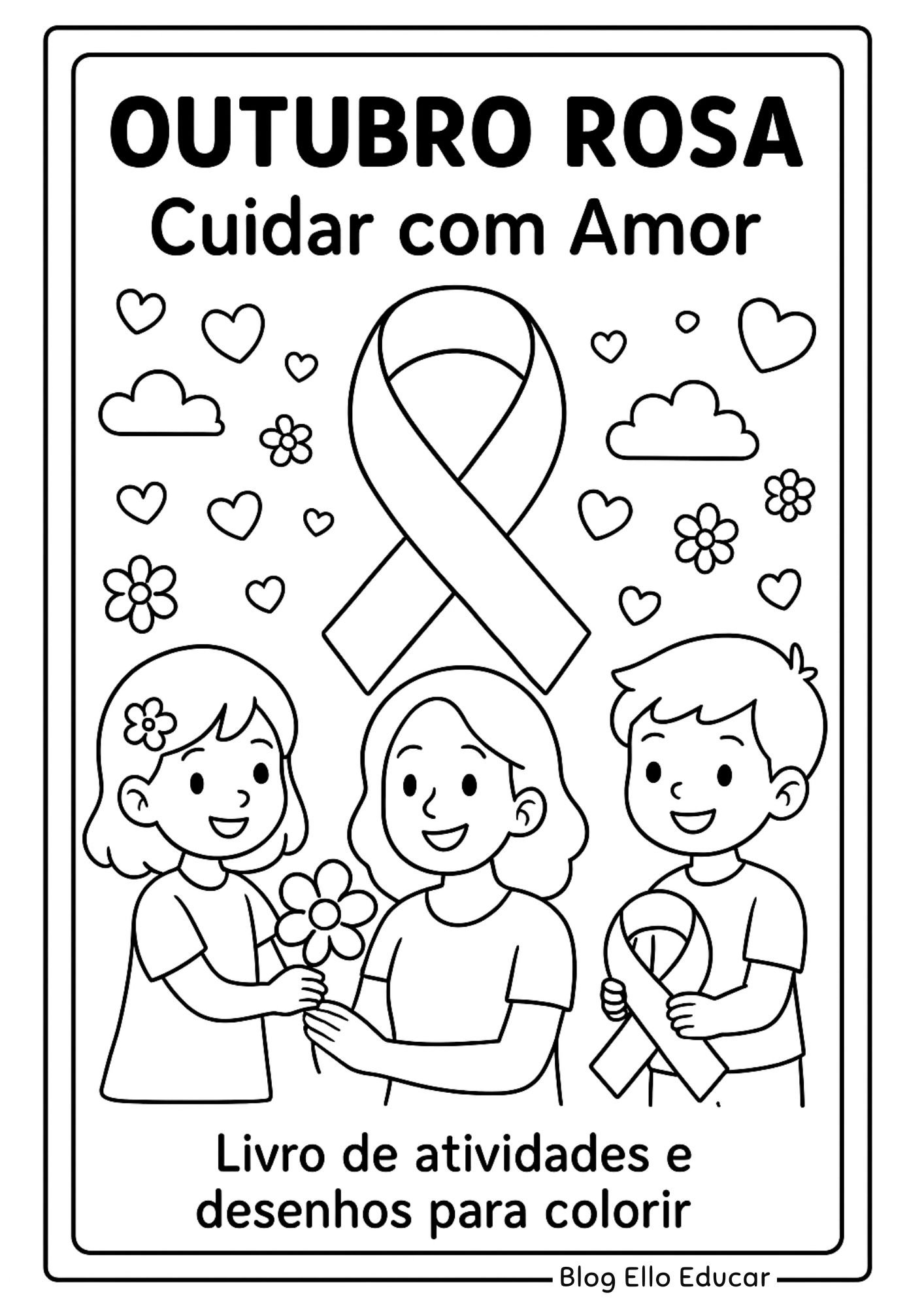 Desenho Outubro Rosa para colorir