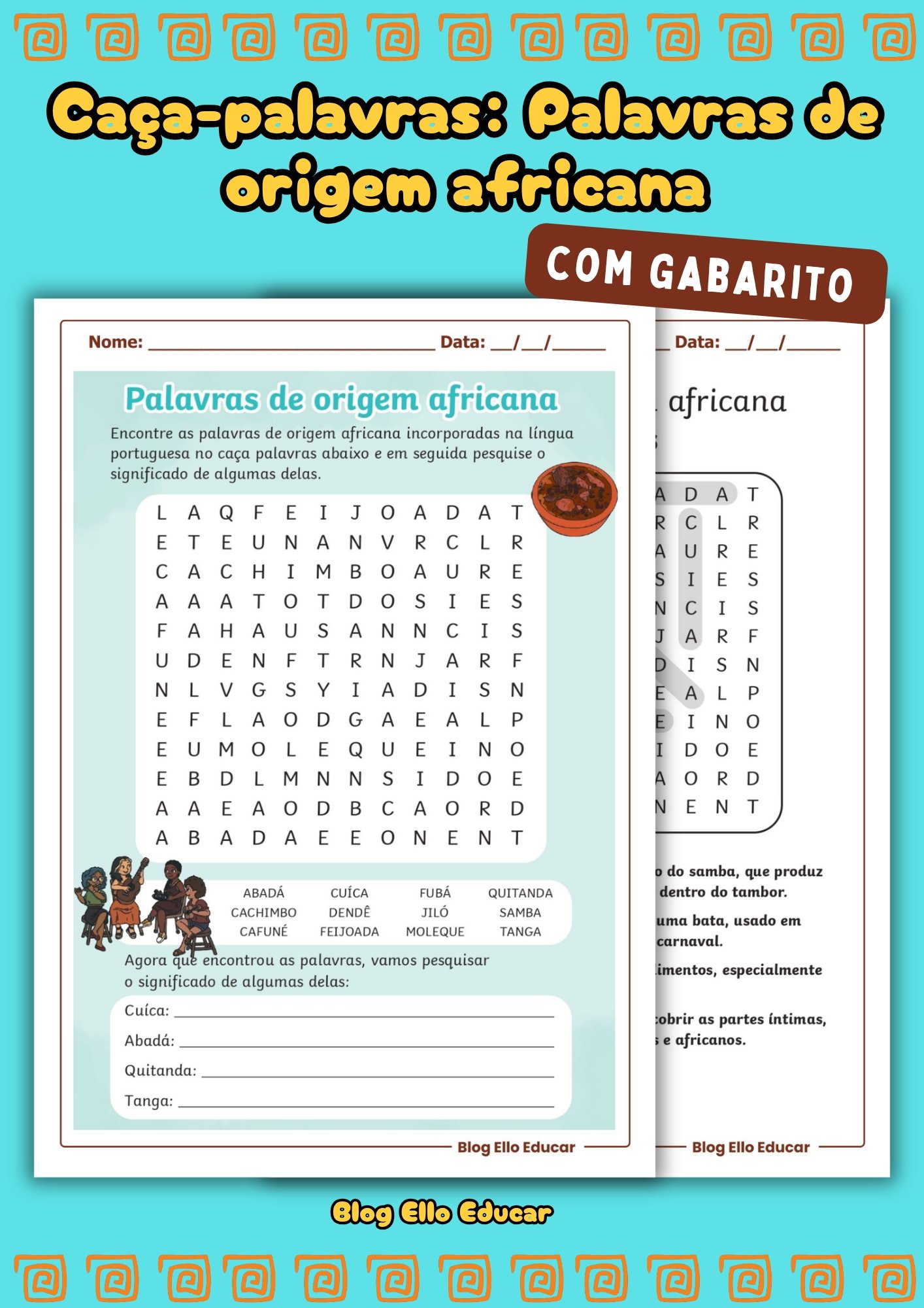 Atividade palavras de origem africana