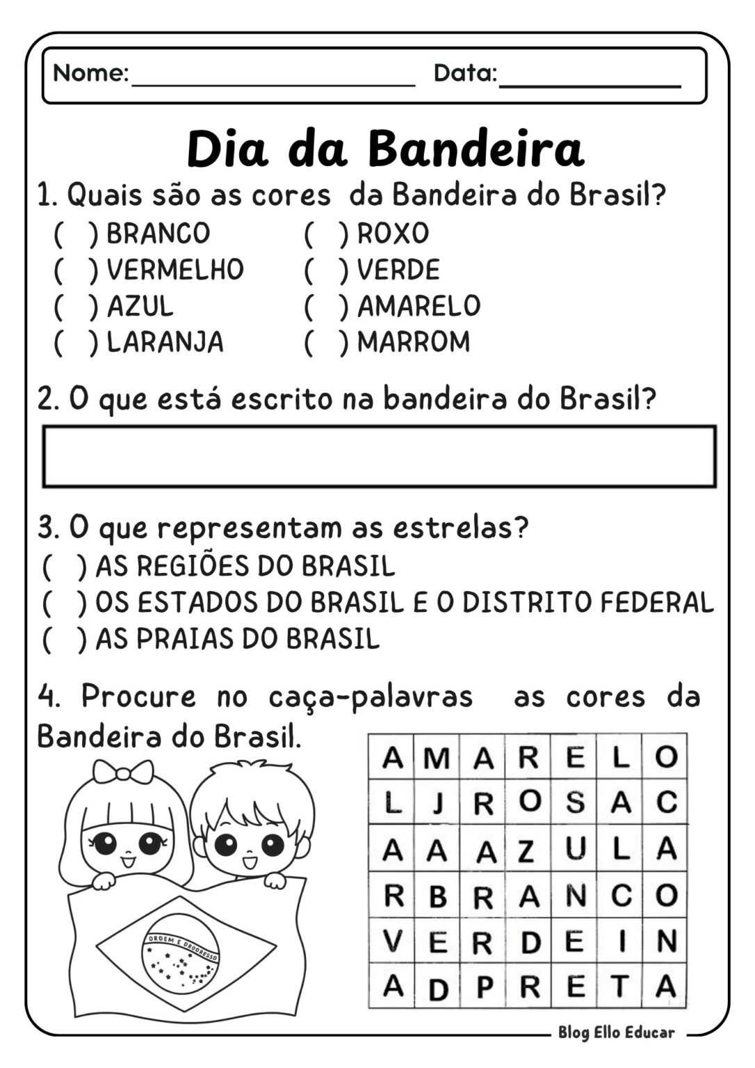 Atividades Dia da Bandeira 1° e 2° ano: Livro PDF gratuito alinhado à BNCC
