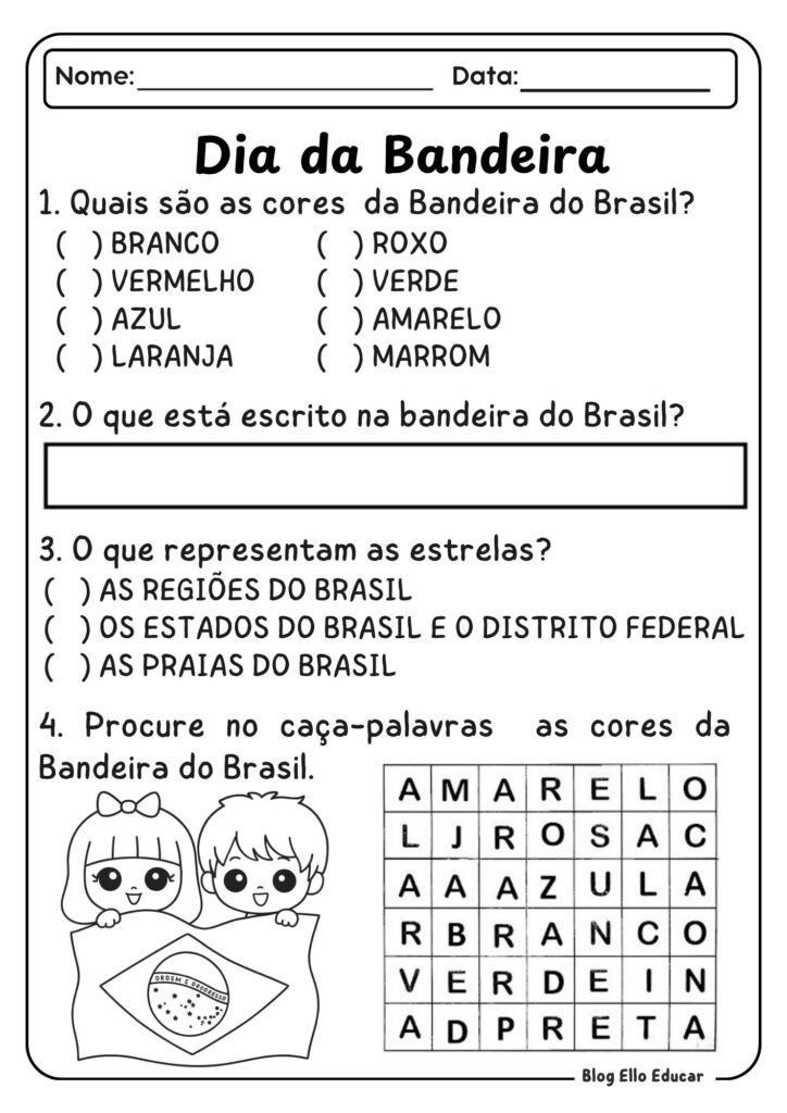 Atividades Dia da Bandeira 1° e 2° ano