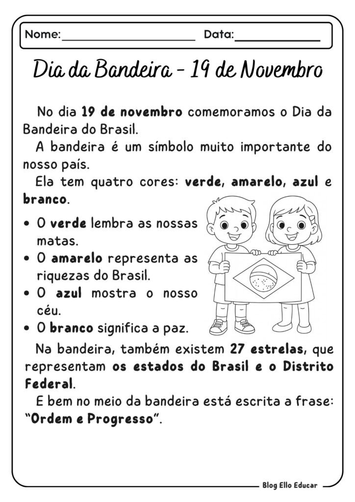 Atividades Dia da Bandeira 1° e 2° ano