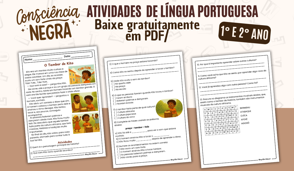 Atividades sobre o Dia da Consciência Negra 1° e 2° ano: Material gratuito e pronto para imprimir