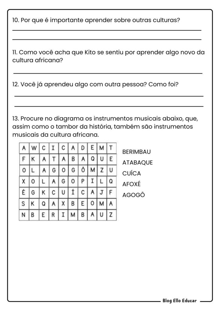 Atividades Dia da Consciência Negra - 1° e 2° ano