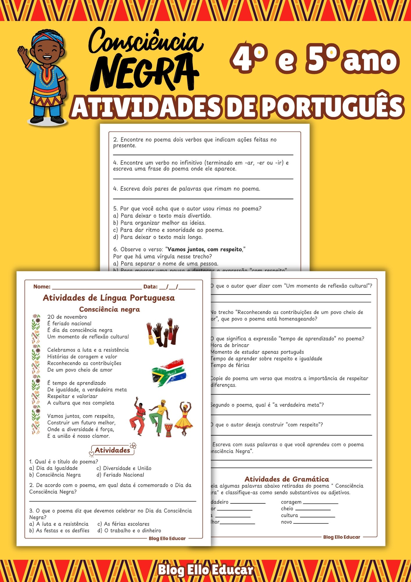 Atividades Dia da Consciência Negra 4° e 5° ano