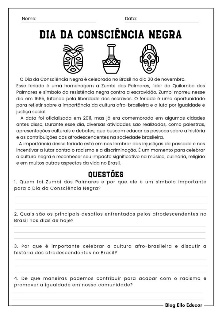 Atividades - Dia da Consciência Negra