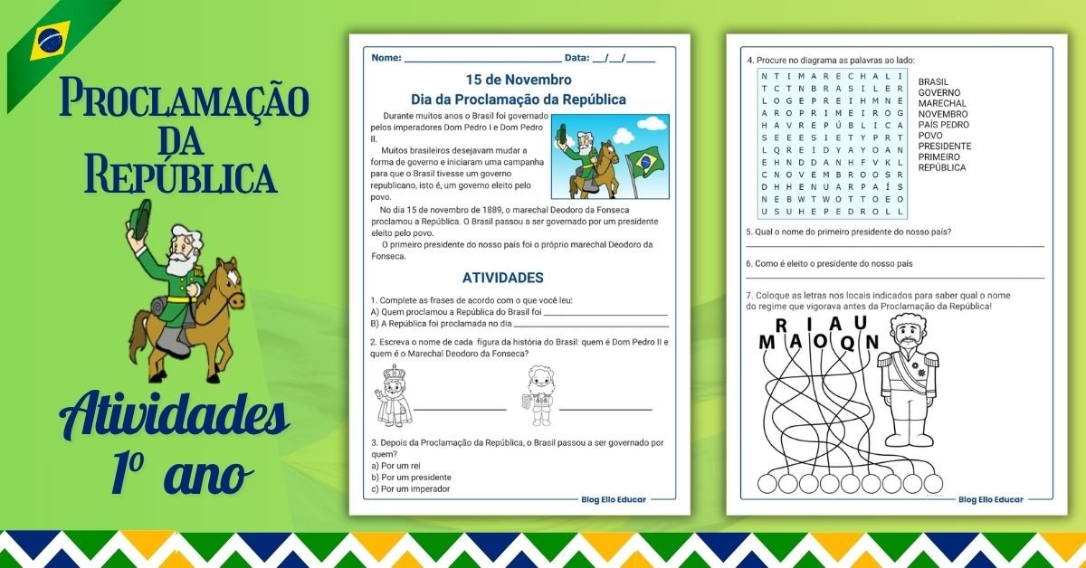 Atividades Proclamação da República 1 ano